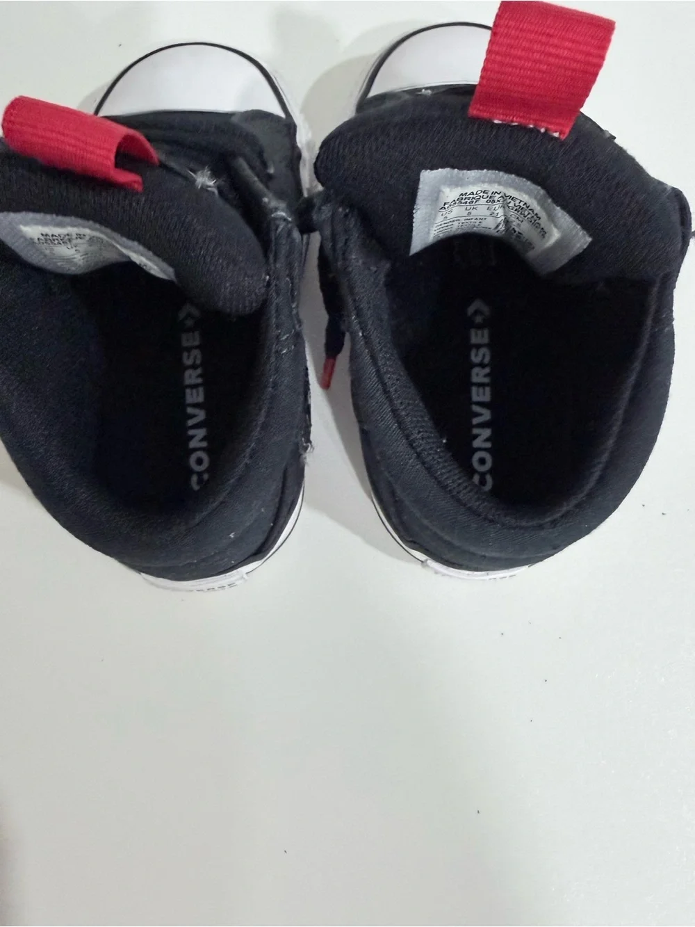 Converse Kids Black Canvas High-Top Sneakers with Red Pull Tabs